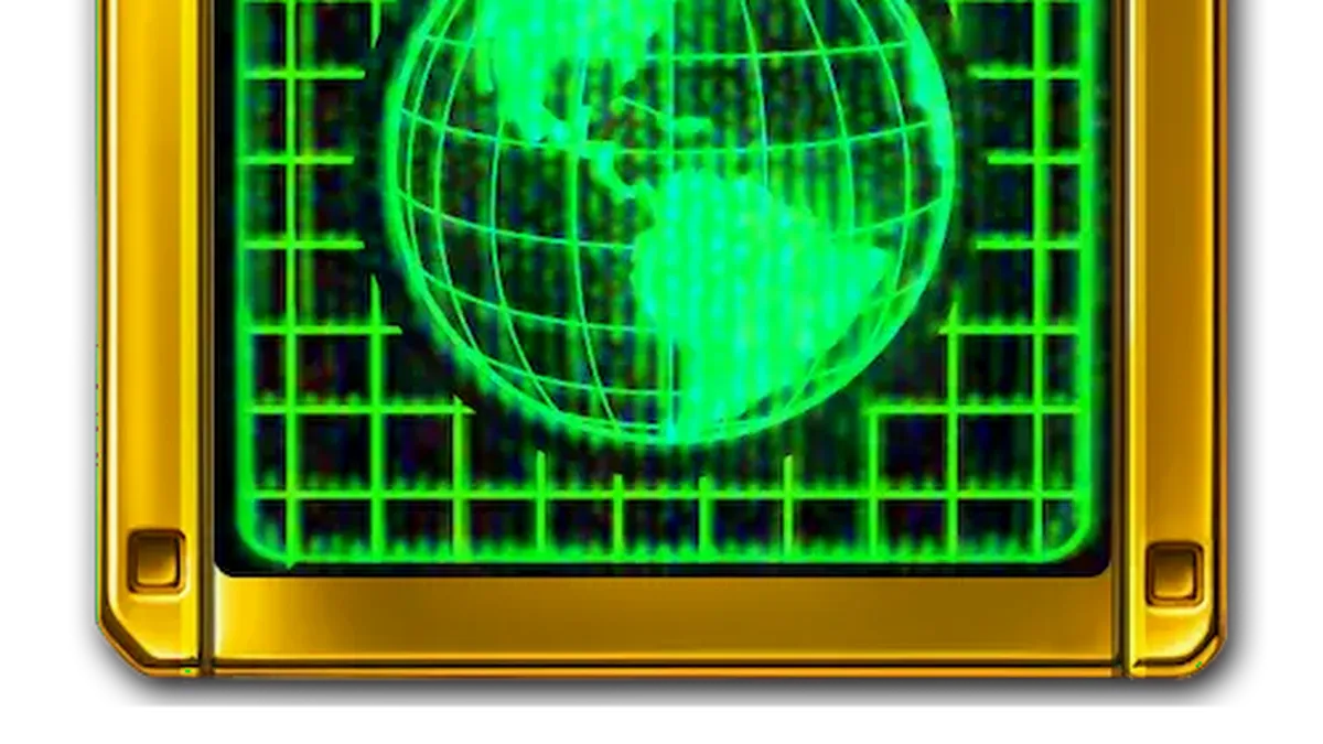Interface do slot Truth com estética de monitor retrô e elementos de conspiração